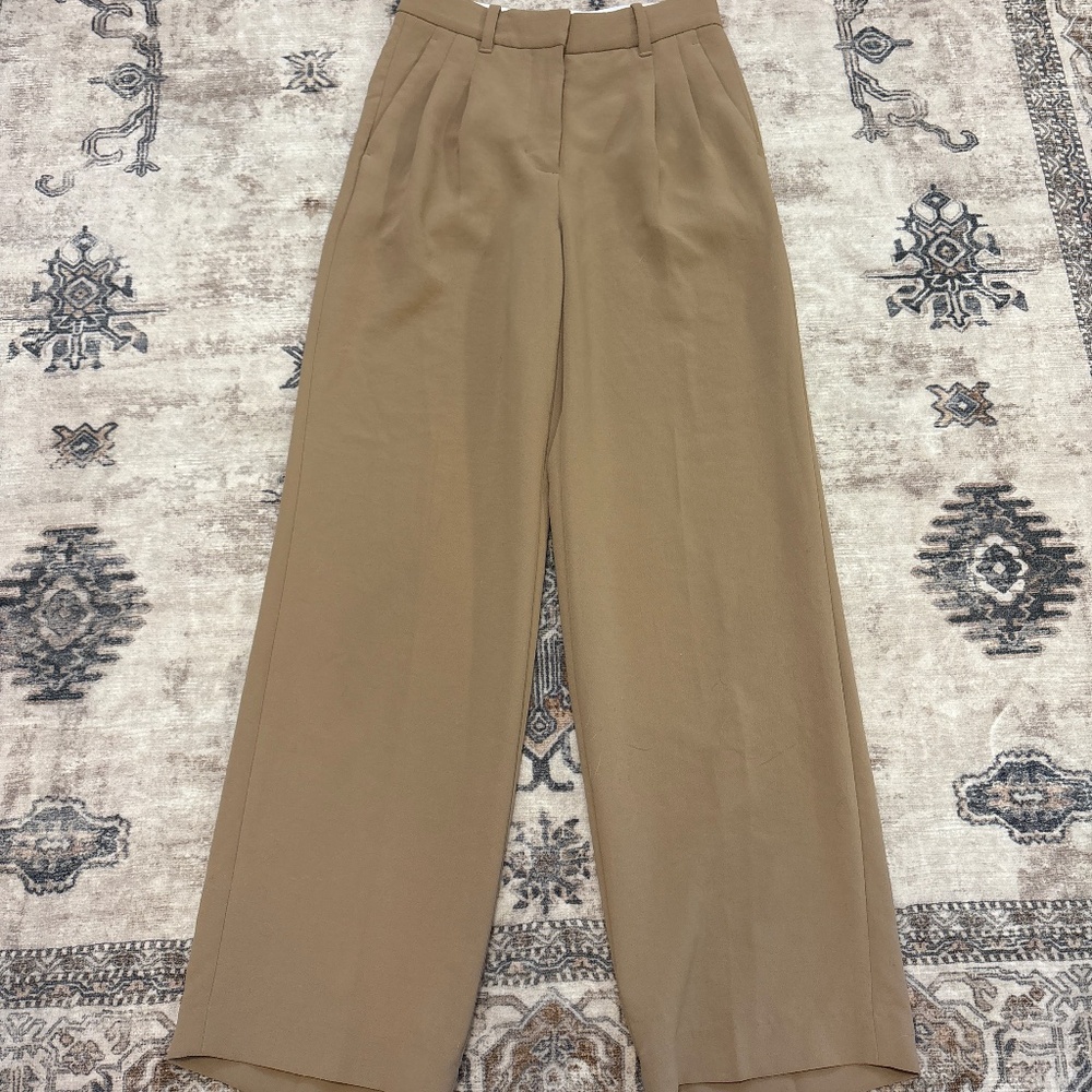 Aritzia Wide-Leg Trousers in Camel